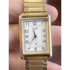 Citizen Women's Quartz Watch Vintage Gold Tone Analog Rectangle‎ Untested